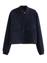 Willshela Women's Solid Bomber Jacket with Pockets