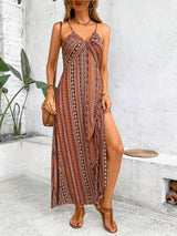 Boho Ethnic Frill Trim Maxi Dress