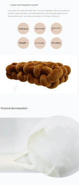 Living Room Soft Plush Knot Cushion,Sofa Pillow Solid Square Hand-Woven Home Throw Pillow,Square Woven Seat Cushion
