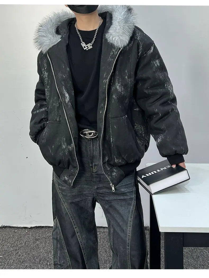 Men's Cotton Jacket – Eagle Embroidery & Tie-Dye