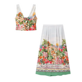 Floral Strapless Vest & Straight-Leg Trouser Set