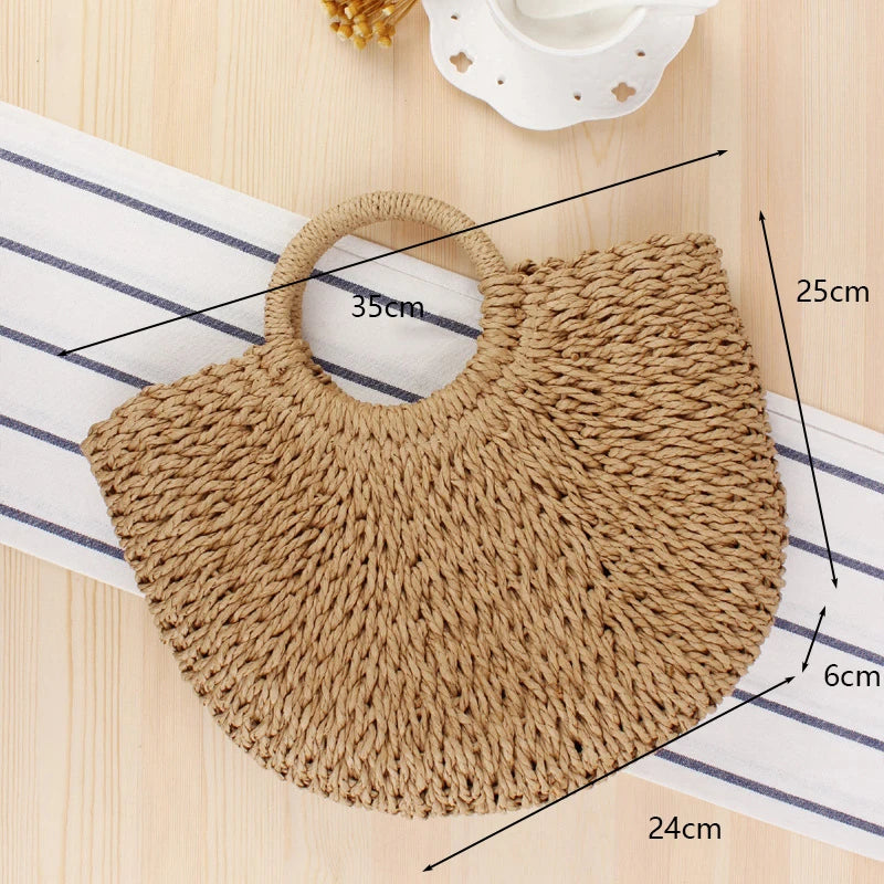Women's Handmade Straw Tote Bag – Bohemian Beach Weave