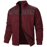 Men's Autumn/Winter Zip-Up Knit Jacket – Striped Check Stand Collar Sweater Coat