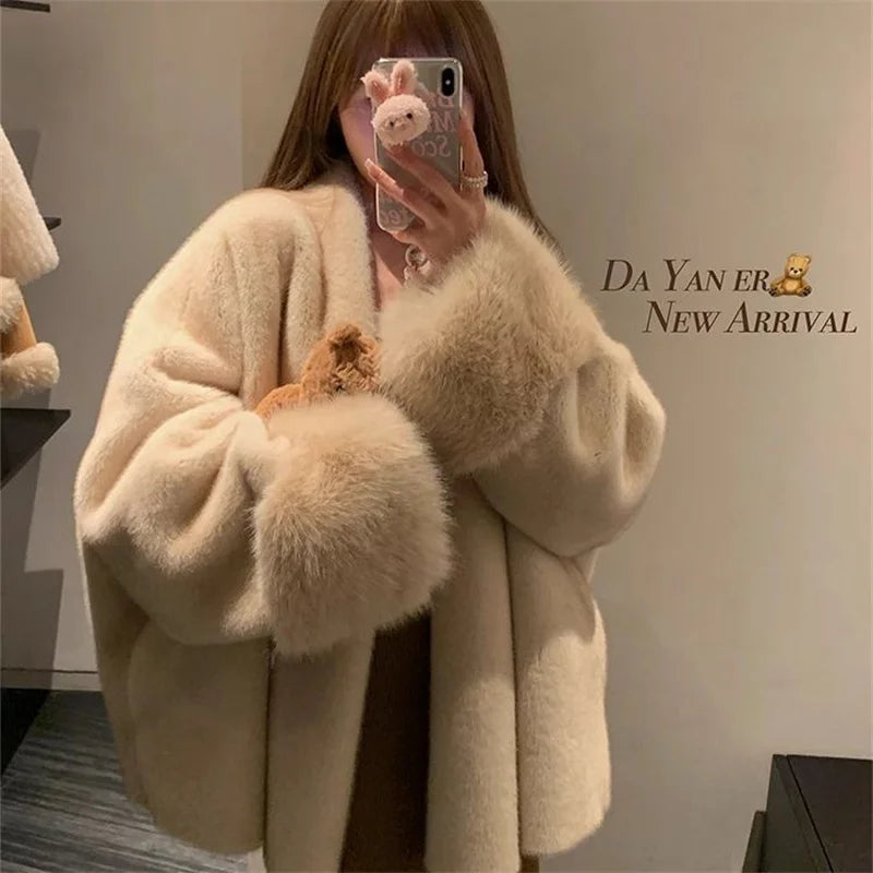 Women’s Mink Fur Coat with Collar and Pockets