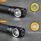 Sofirn SP40 LED Headlamp XPL 1200lm 18650 Type C Rechargeable Headlight 18350 Flashlight with Power Indicator Magnet Tail