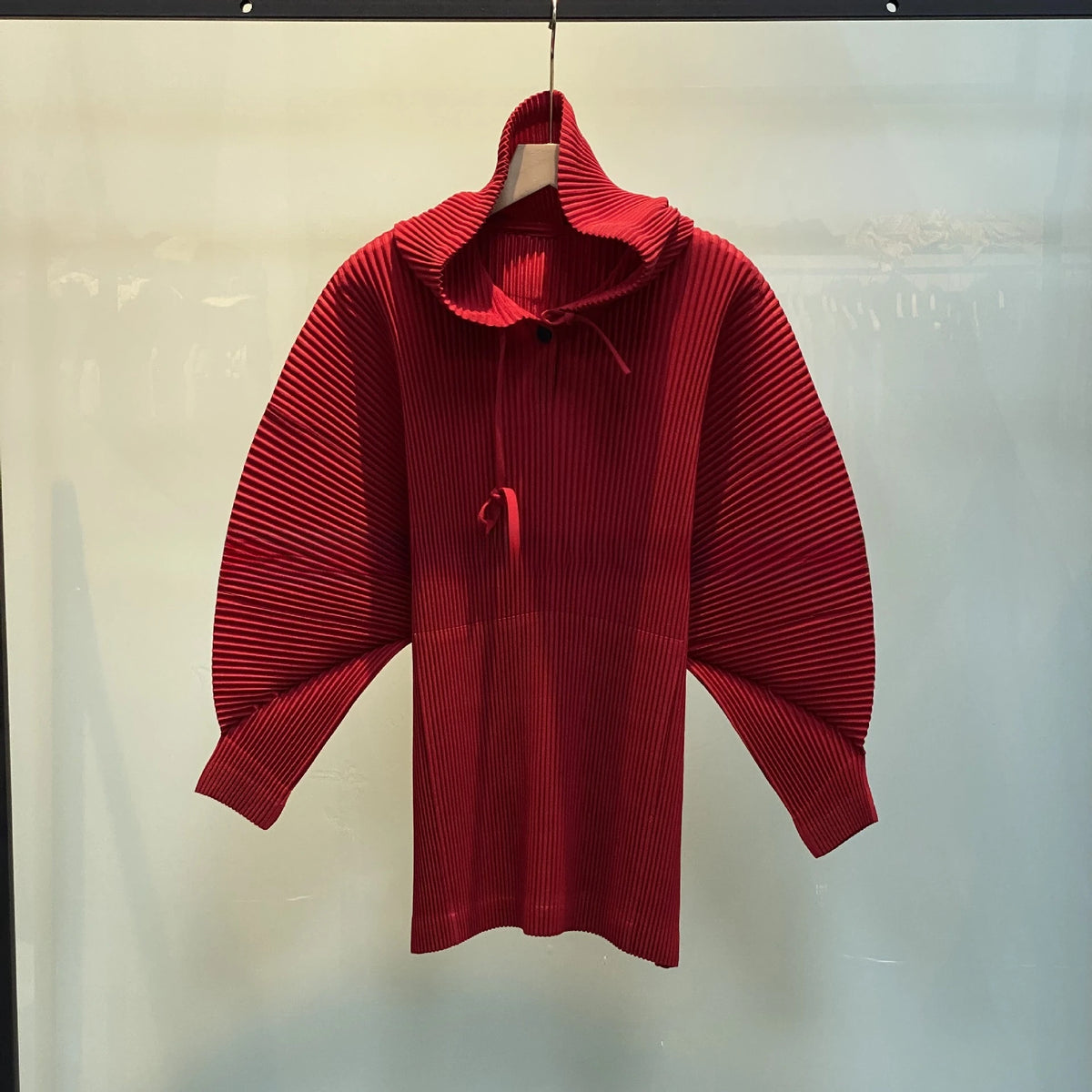 Miyake Pleated Sweatshirt Pit Stripe Zipper Standing Collar Jacket Women 2025 New Casual Pullover Hundred Pleat Skinny Tops