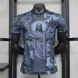 2026 Brazil Special Edition Jesus Black Grey Adult/Kids Football T-shirt Summer Football Training T-shirt Sports Street Clothing