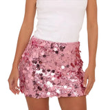 Women's High-Waisted Sequin Bodycon Pencil Skirt - Sparkly Party Mini