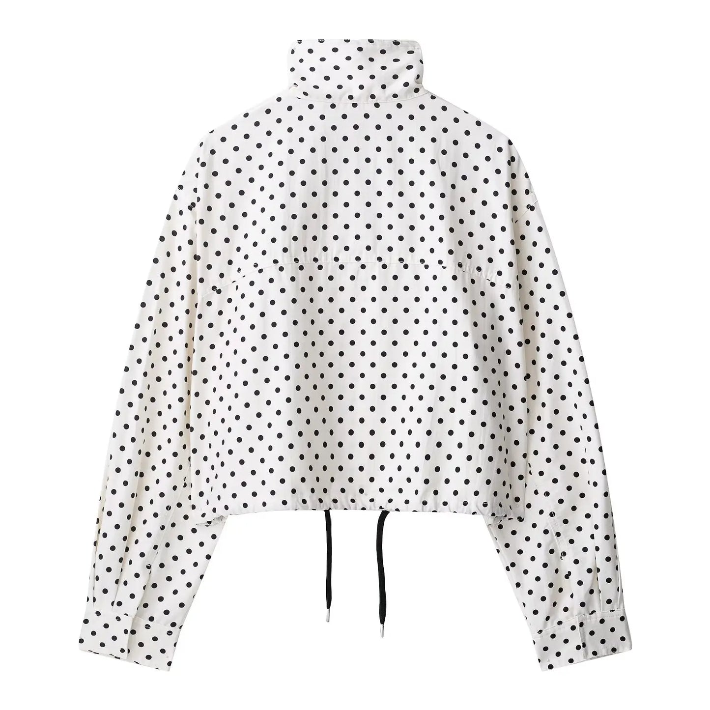 Fashion Polka Dot Shorts Sets For Women 2026 Spring Drawstring Bomber Jacket High Waist Shorts 2 Pieces Set Woman Outfits