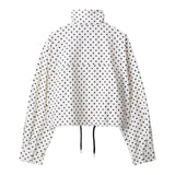Fashion Polka Dot Shorts Sets For Women 2026 Spring Drawstring Bomber Jacket High Waist Shorts 2 Pieces Set Woman Outfits