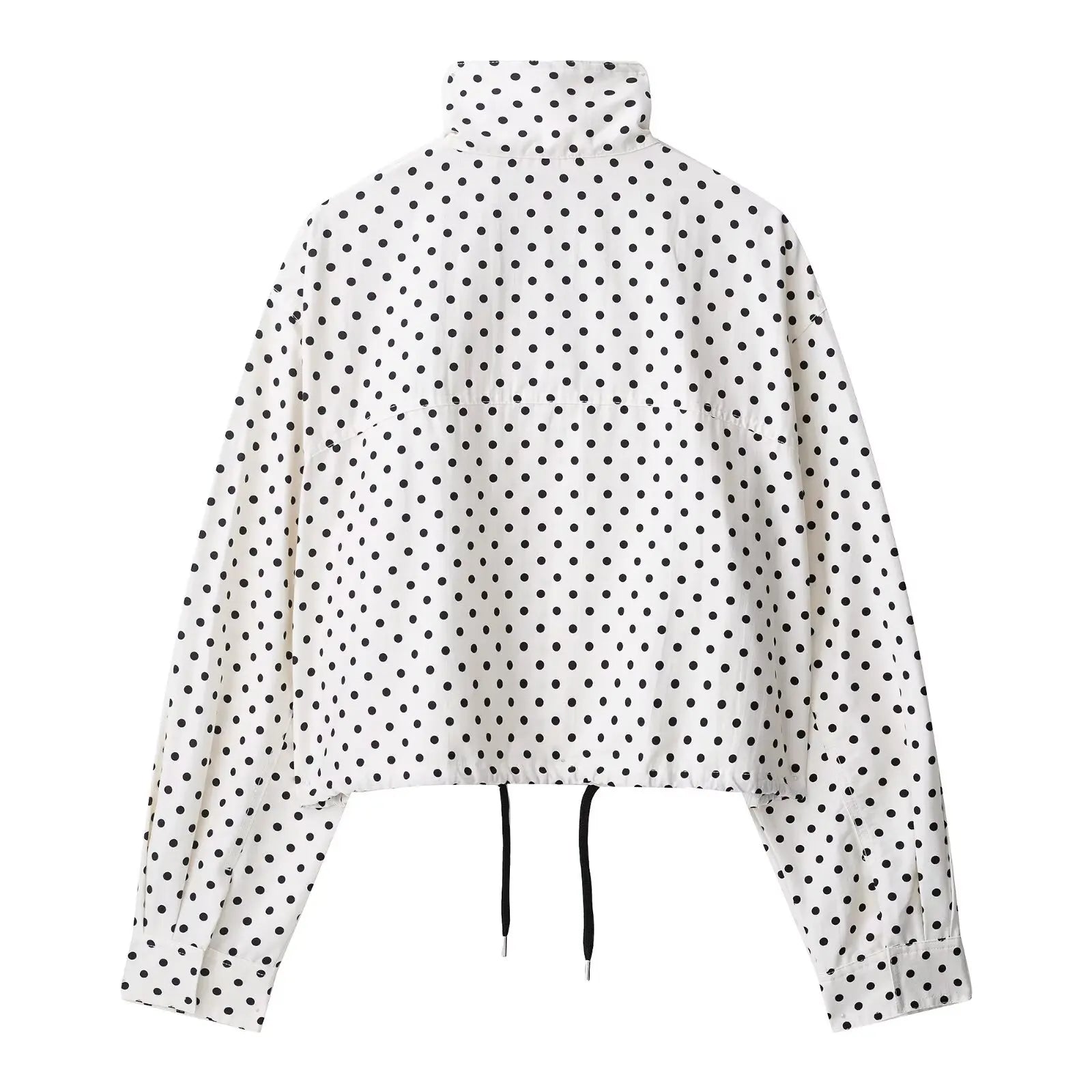 Fashion Polka Dot Shorts Sets For Women 2026 Spring Drawstring Bomber Jacket High Waist Shorts 2 Pieces Set Woman Outfits