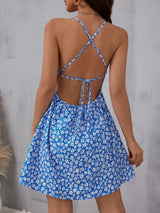 Floral Backless Mini Cami Dress - Summer Beach Style