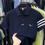 Men's Striped Polo Shirt – Embroidered Elegance