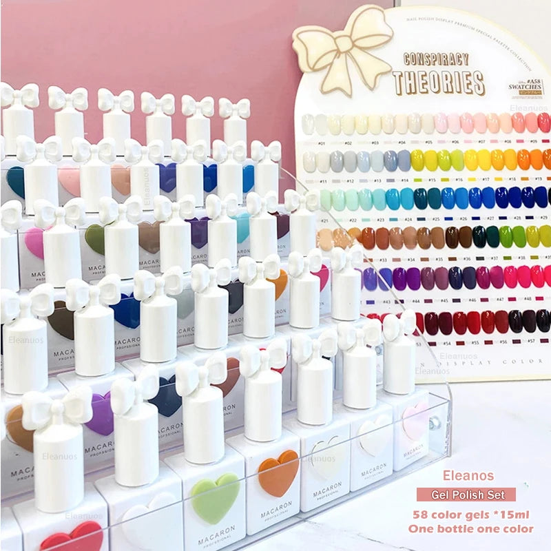 Eleanos 58-Color Gel Polish Set – TPO-Free, 15ml