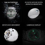 CADISEN 38MM Men's Automatic Mechanical Watch Luxury AR Sapphire Glass Water Resistant Stainless Steel MIYOTA 8215 Reloj Hombre