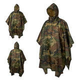 Military Camo Waterproof Rain Poncho & Shelter