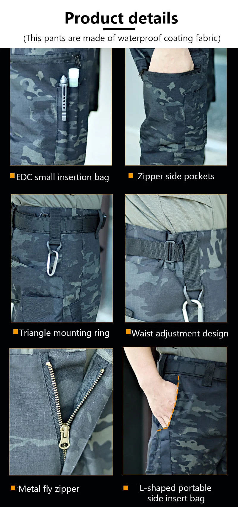 Men’s Waterproof Tactical Cargo Pants – Multi-Pocket Outdoor Work Trousers
