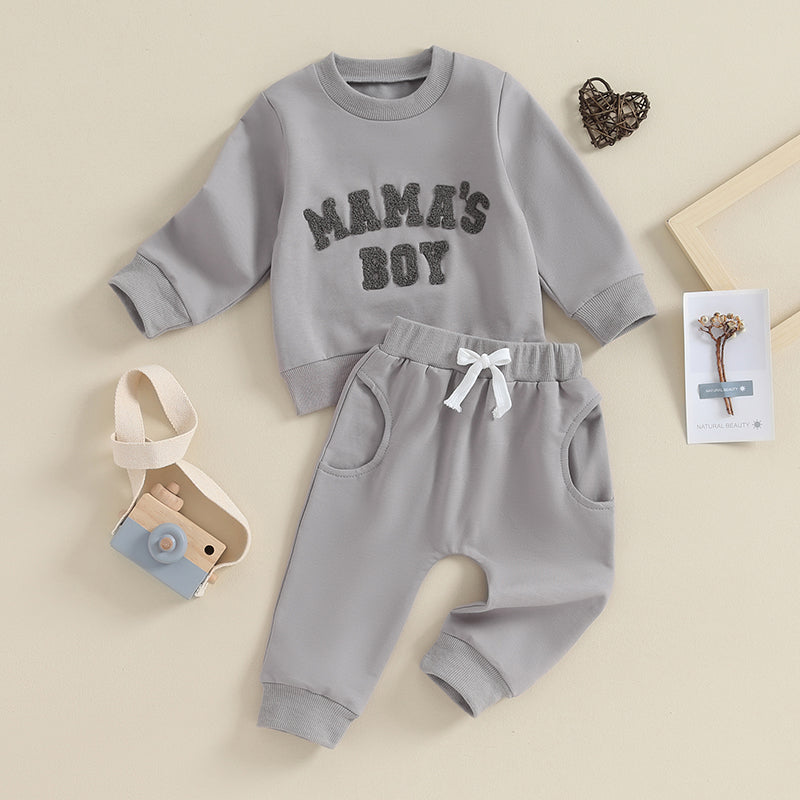 Baby Boy 2-Piece Fall/Winter Outfit | Letter Print Crewneck Sweatshirt & Joggers (0-3Y)