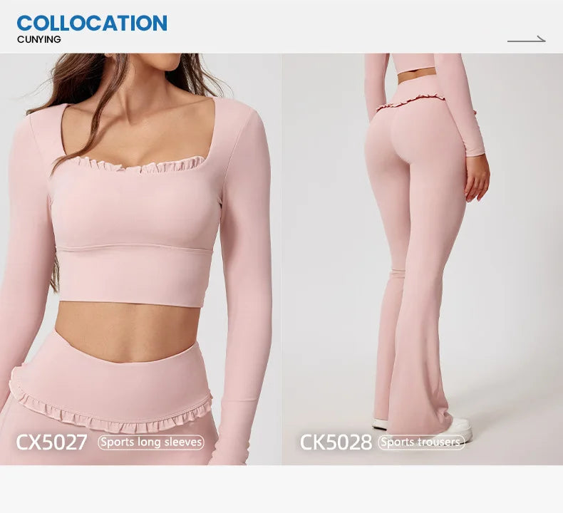 Premium Women’s 2-Piece Yoga & Gym Set – Long Sleeve Quick-Dry Sportswear