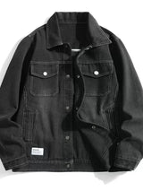 Autumn Men Solid Workwear Denim Jackets Fashion Motorcycle Vintage Jeans Jackets Hommes Slim Fit Cotton Casual Black Blue Coats