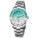 WISHDOIT Men's Automatic Dive Watch With Ocean Blue And White Ripple Dial 8215 Movement Sapphire Glass Mirror