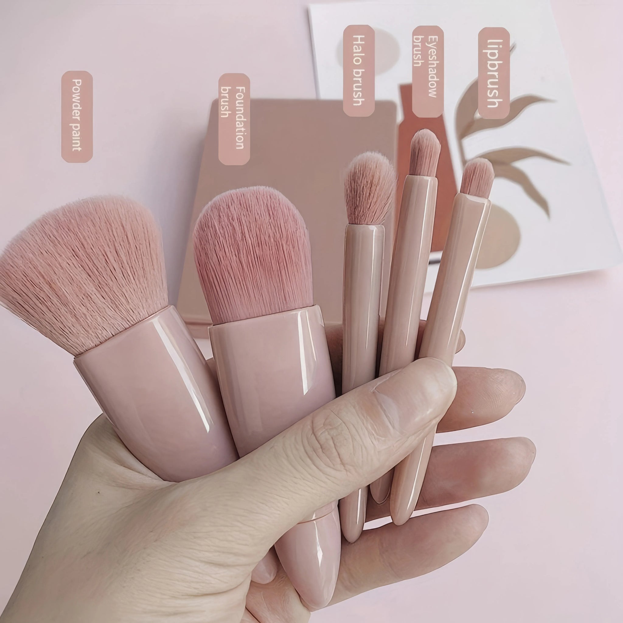 5-Piece Pink Makeup Brush Set | Soft Synthetic Bristles