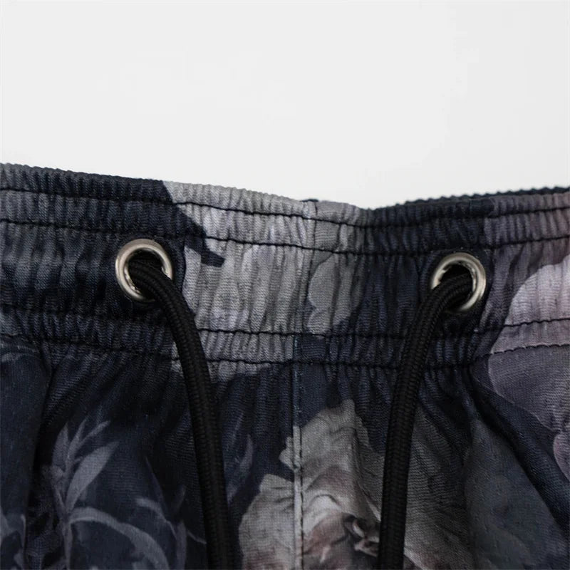 Rose Embroidered Hip Hop Shorts