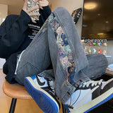 Men’s Bear Embroidered Wide-Leg Jeans