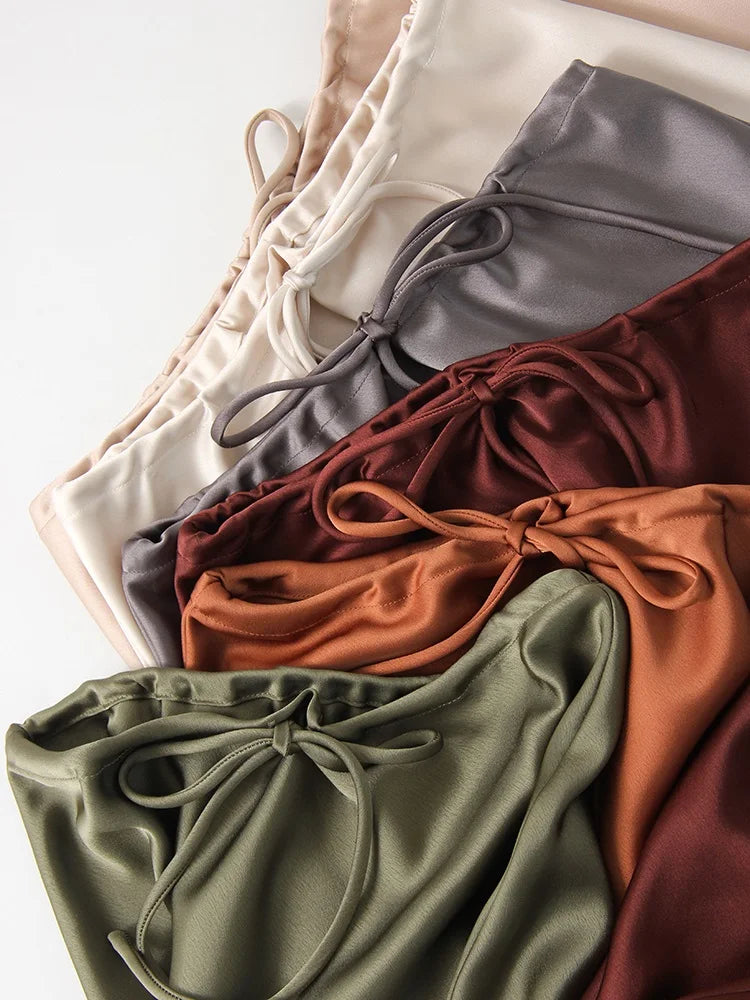 Women's Satin Maxi Skirt – Elegant Ankle-Length
