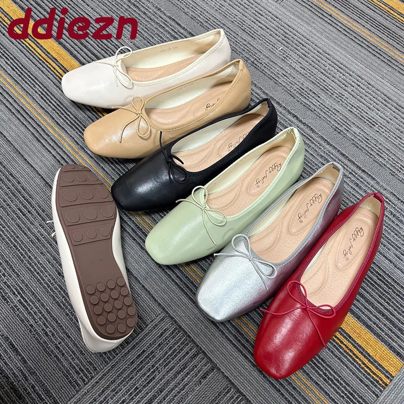 Luxury Butterfly-Knot Footwear Flats With Shoes For Women Female Soft Fashion Shallow Ladies Ballet Flats Slip On Shoes