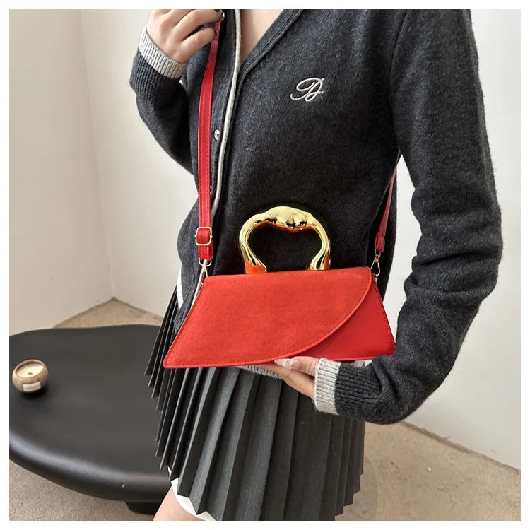 New Minimalist Design Shoulder Bag for Women Light Luxury Large Capacity Casual Metal Hand-held Crossbody Bags Female Handbag