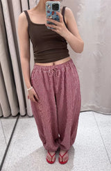 Women's Plaid Drawstring Lantern Pants