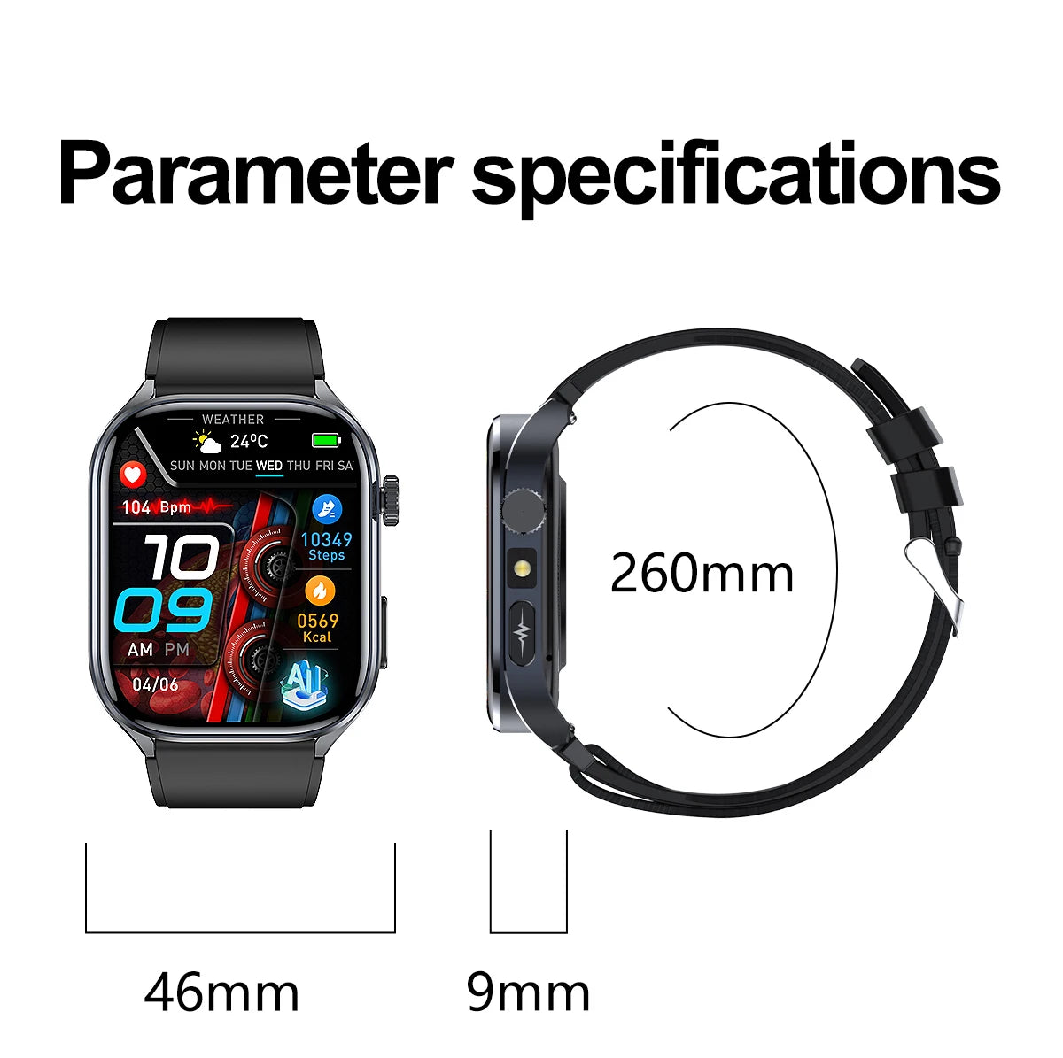 ECG+PPG Health Smartwatch – AI Body Analysis & BT Calling