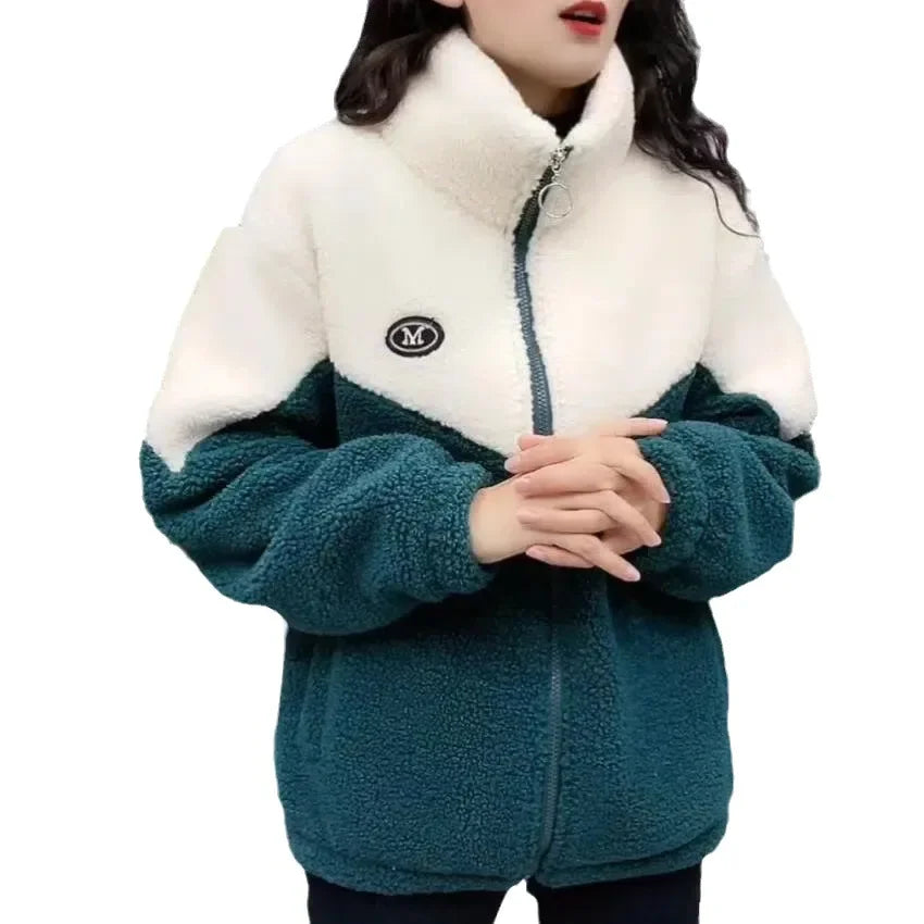 Plush Lamb Fleece Mid-Length Overcoat
