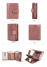 Contact'S Genuine Leather Wallets Women Men Wallet Short Small RFID Blocking Card Holder Wallets Ladies Red Coin Purse