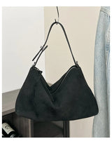 Russian Women's Genuine Suede Cowhide Leather Shoulder Bag Retro Frosted Cow Large Capacity Versatile Commuting Luxury Designer