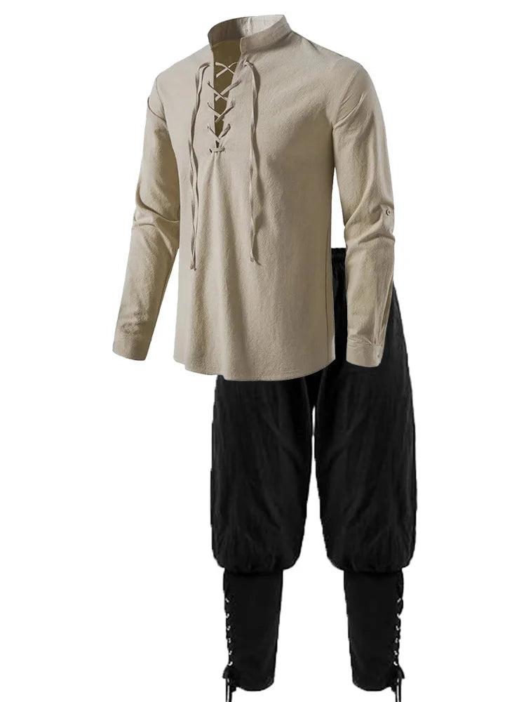 Men's Medieval Costume Set in Cotton Linen