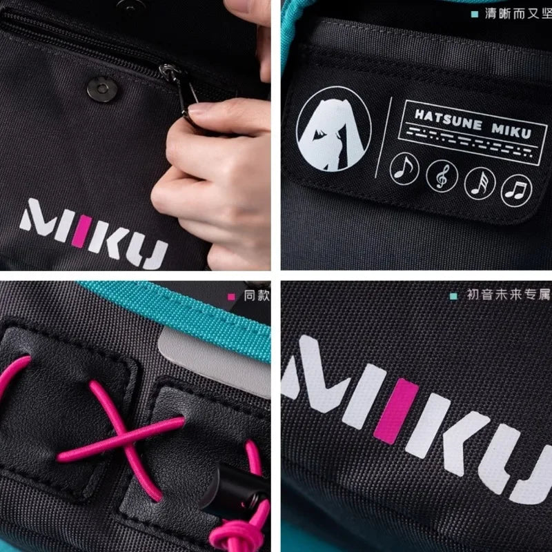 Bandai Hatsune Miku Buckle Shoulder Bag Cartoon Hatsune Miku Large Capacity Cool Storage Bag Anime Peripherals Holiday Gifts