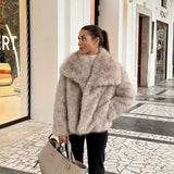Gradient Faux Fox Fur Overcoat