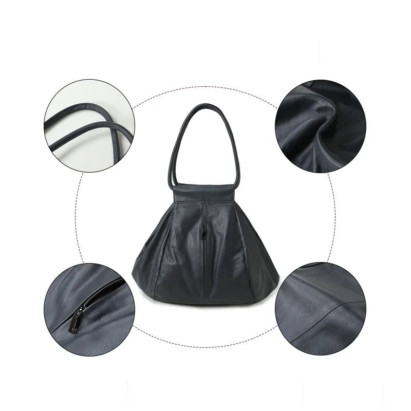 Slouchy Soft Cowhide Large Capacity Purses Handbags For Women 2026 Genuine Leather Shoulder Bags Travel Bag Underarm Wrist Bags