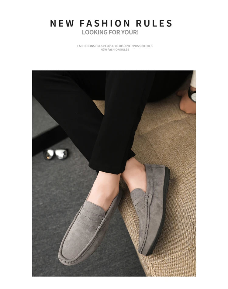 2026 Casual Men's Shoes Versatile Comfortable Work Shoes Driving Loafers Black, Grey, Khaki Three-Colour