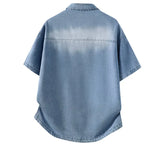 Men's Denim Shirt Summer Fashion Breathable Cotton Blend Short Sleeve Shirt Street Trendy Daily Outing Comfortable Jean Shirt