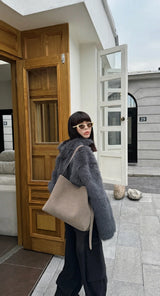 Motingsome Oversize Women Bag Luxury Suede Leather Winter Bags Frosted Cow Skin Handbag and Purses Retro Lady Tote 2024 New