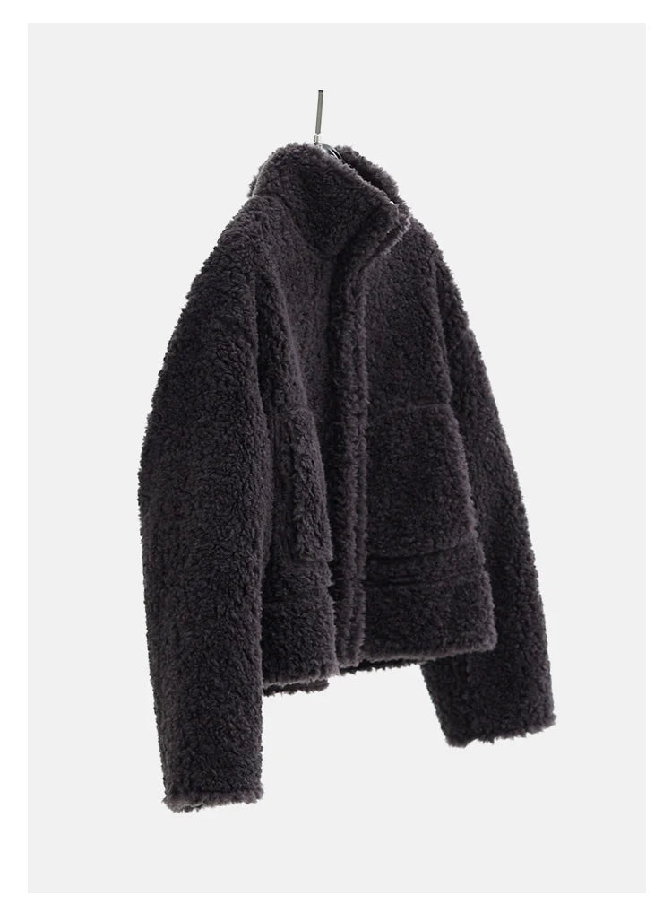 Teddy Style 100% Wool Coat~Women's Short Lazy Style Loose Jacket Autumn and Winter New Model 2025 Faux Fur