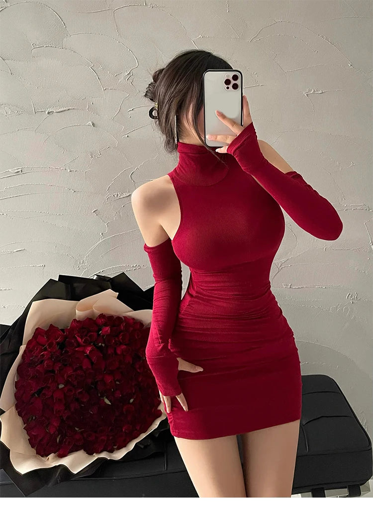 Sleeveless High-Neck Pleated Mini Dress