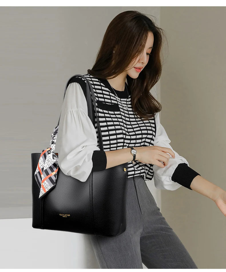 Genuine Brand Women Tote Bag High Quality Soft Leather Large Ladies Shoulder Crossbody Bag Luxury Female Shopping Handbag A Main