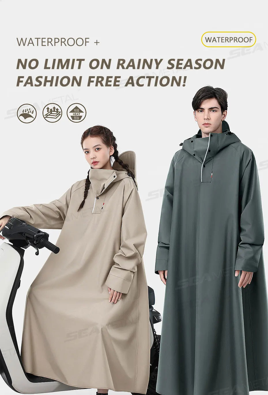 BLALION Thicken Oxford Waterproof Rain Poncho