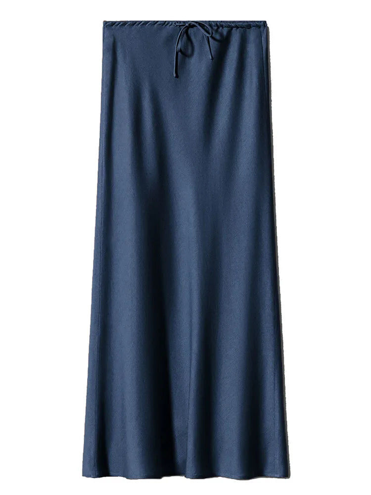 Women's Satin Maxi Skirt – Elegant Ankle-Length