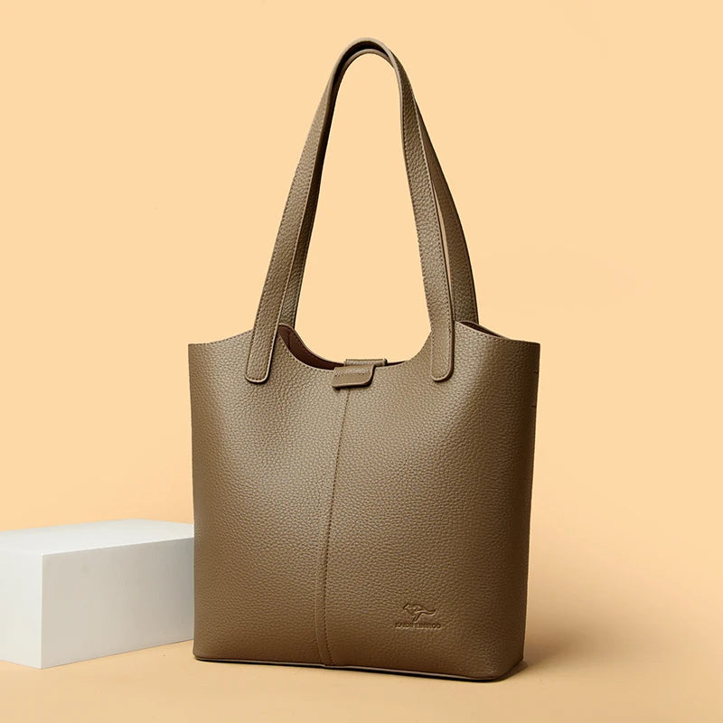 Genuine Brand High End Soft Pu Leather Shoulder Bag For Women Casual Tote Bag Female Purse Simple Design Handbag Commuting Sac