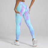 New Women Tie dye High Waist Legging Push Up Scrunch Gym Sports Yoga Pants Elastic Soft Tights Workout Booty Leggins Nylon